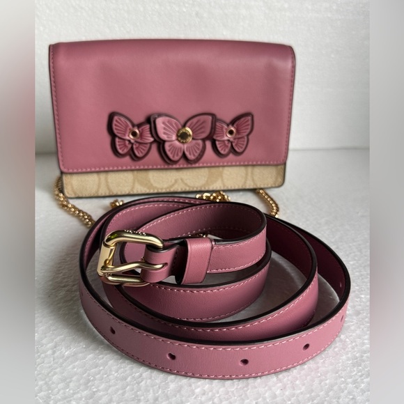 Coach Flap Belt Bag In Signature Canvas With Butterfly Applique - Picture 6 of 14